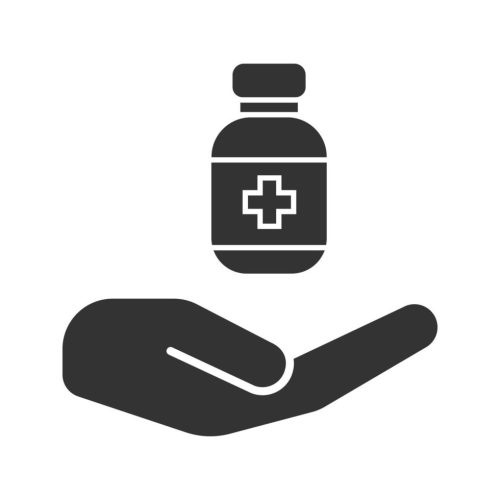 3761495-abrir-mao-com-drogas-glifo-icone-silhueta-simbolo-medicamentos-suprir-negativo-espaco-ilustracao-isolada-vetor